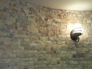 Travertine radius wall